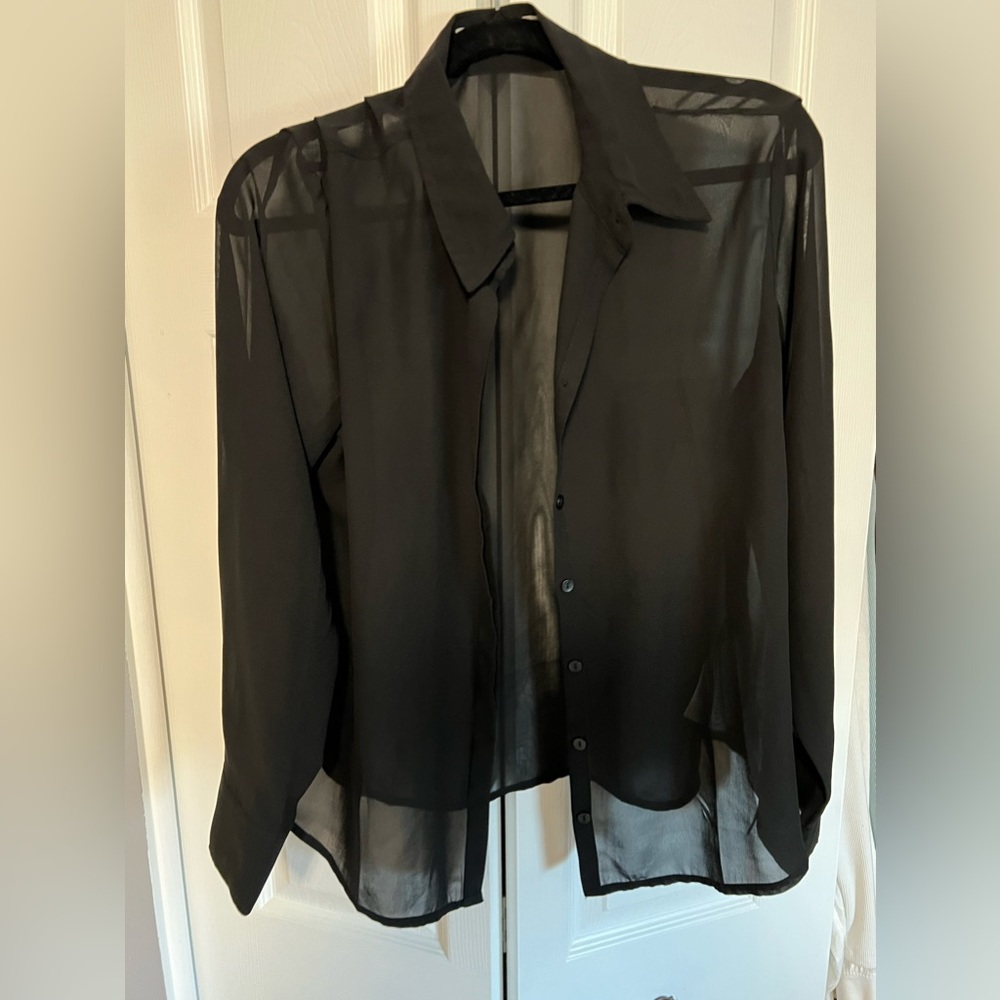 Sheer Abercrombie black button up. Size large